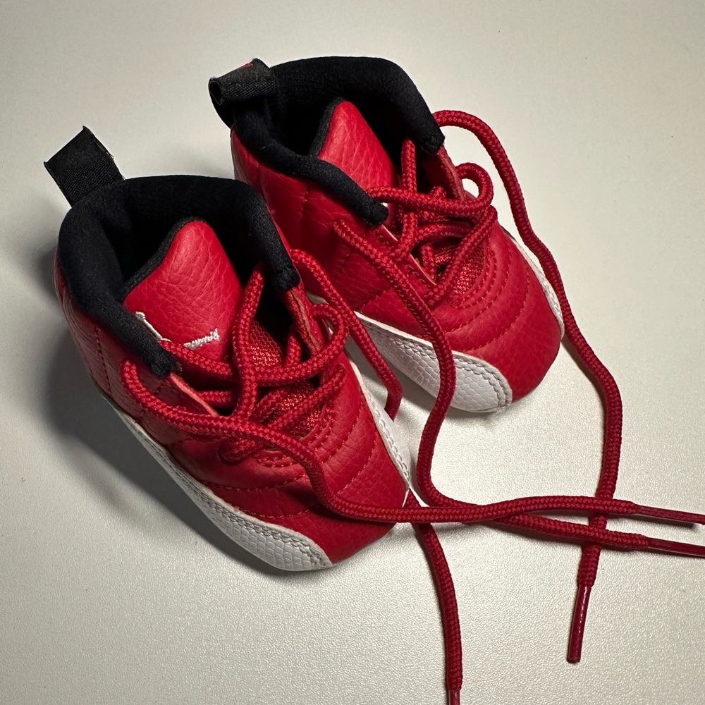 Air Jordan 12 Retro Soft Bottom Crib Shoes ‘Gym Red/White' 378139 600